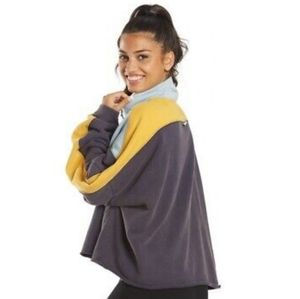 Free People - Split Second 1/2 Zip Pullover, Distressed Navy Combo L